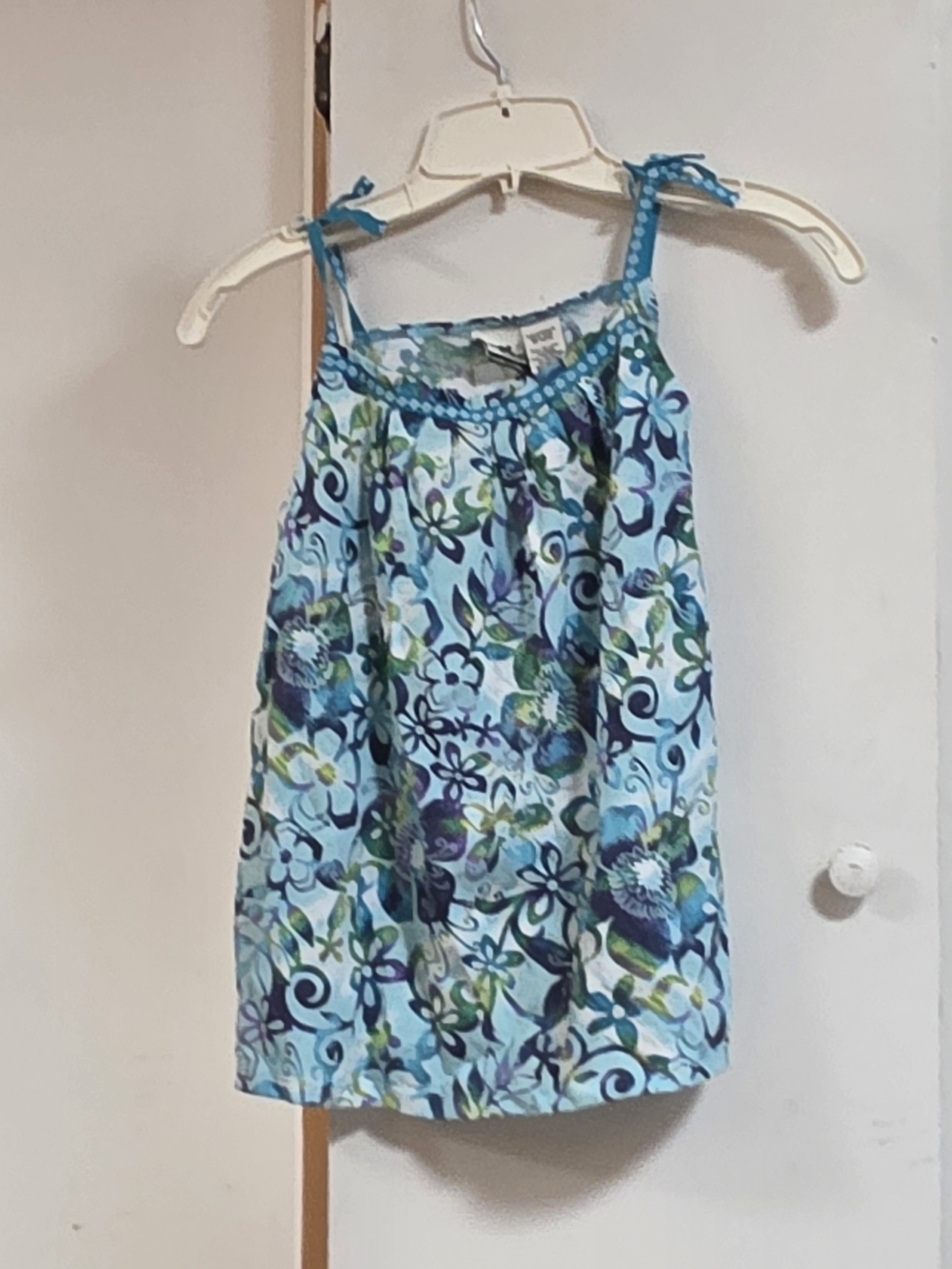 Route 66 Blue Floral Tie-Shoulder Tank Top